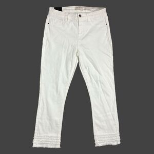 JEN7 by 7 for All Mankind Jeans WMNS 6 Straight Crop & Roll Denim Ruffle‎ Hem